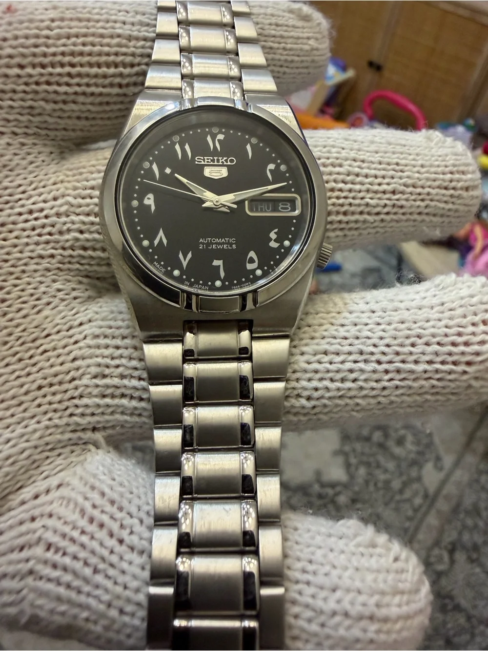 Seiko 5 Automatic Arabic Dial Black Mens Watch SNK063J5 7S26-01H0 Made in Japan